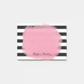 Post-it® Blanc chic de noir de rose de rayures (Devant)