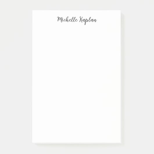 Post-it® Blanc clair Simple Nom moderne Modifier Calligraph (Devant)