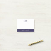 Post-it® Blanc et bleu foncé, initiales de base propres (Sur un bureau)