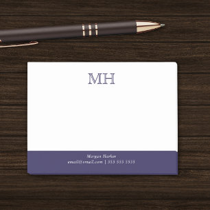 Post-it® Blanc et bleu foncé, initiales de base propres