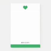 Post-it® Blanc et vert clair Coeur & Bordure, Nom (Devant)