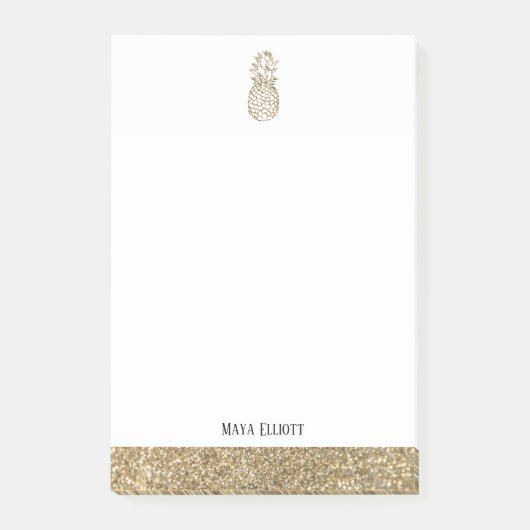 Post-it® Blanc + Gold Faux Parties scintillant ananas et bo (Devant)