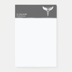 Post-it® Blanc Nettoyer Détails Caduceus Gris Médicale