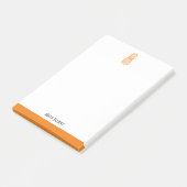 Post-it® Blanc & Orange Clair Ananas & Bordure, Nom (Incliné)