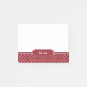 Post-it blanc simili cuir rouge de monogramme de