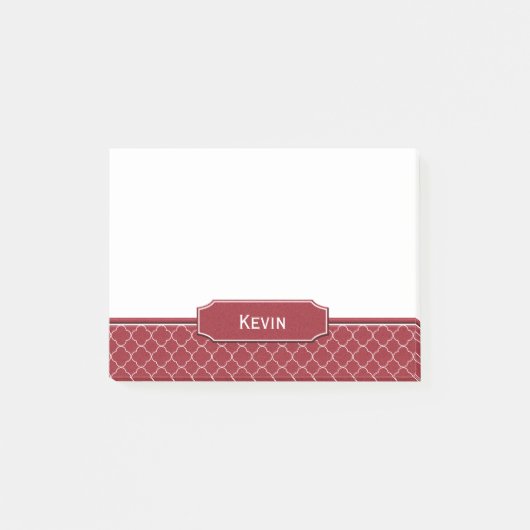 Post-it blanc simili cuir rouge de monogramme de (Devant)