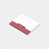 Post-it blanc simili cuir rouge de monogramme de (Incliné)