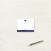 Post-it® Blanc sur Bleu Faux Parties scintillant Coeur & Bo (Sur un bureau)