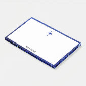 Post-it® Blanc sur Bleu Faux Parties scintillant Flamant ro (Incliné)