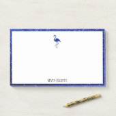 Post-it® Blanc sur Bleu Faux Parties scintillant Flamant ro (Sur un bureau)