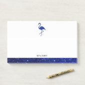 Post-it® Blanc sur Bleu Faux Parties scintillant Flamant ro (Sur un bureau)