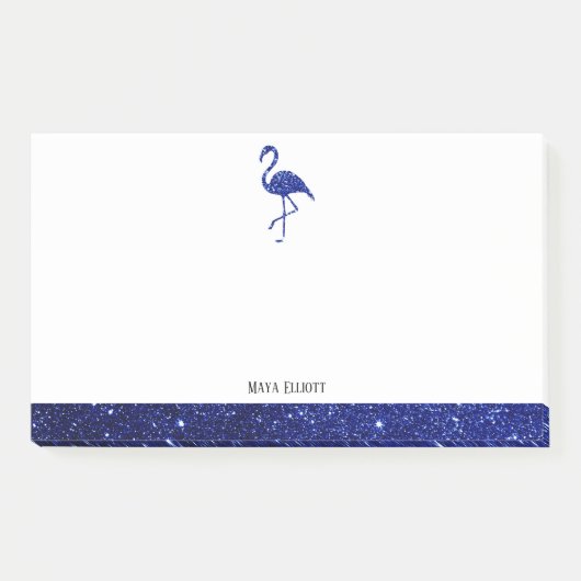 Post-it® Blanc sur Bleu Faux Parties scintillant Flamant ro (Devant)