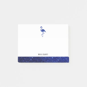 Post-it® Blanc sur Bleu Faux Parties scintillant Flamant ro