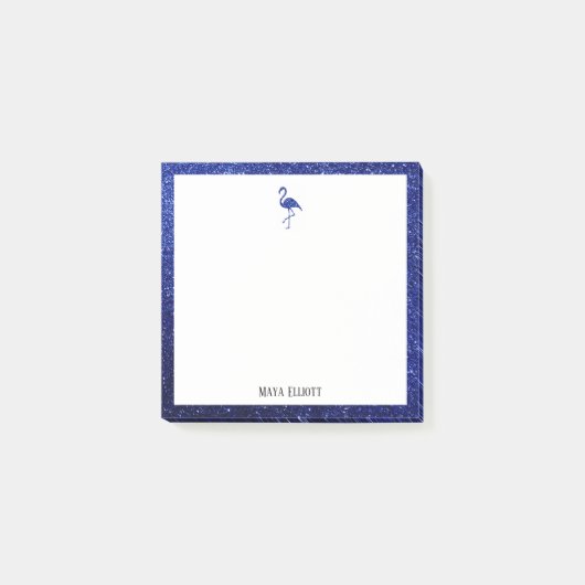 Post-it® Blanc sur Bleu Faux Parties scintillant Flamant ro (Devant)