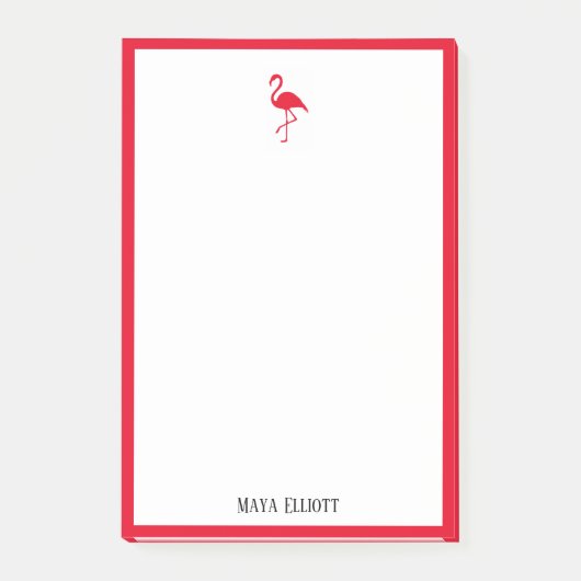 Post-it® Blanc sur cerisier brillant rouge Flamant rose & b (Devant)