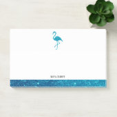 Post-it® Blanc sur flamant rose faux pailleté sarcelle & bo (Bureau)