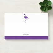 Post-it® Blanc sur Flamant rose pourpre et bordure avec nom (Bureau)
