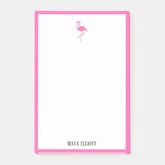 Post-it® Blanc sur Flamant rose rose vif et bordure avec no (Devant)