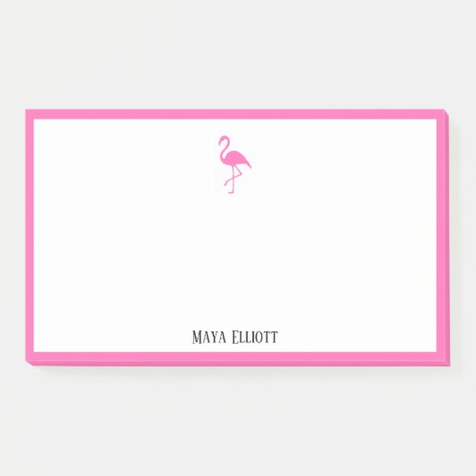 Post-it® Blanc sur Flamant rose rose vif et bordure avec no (Devant)