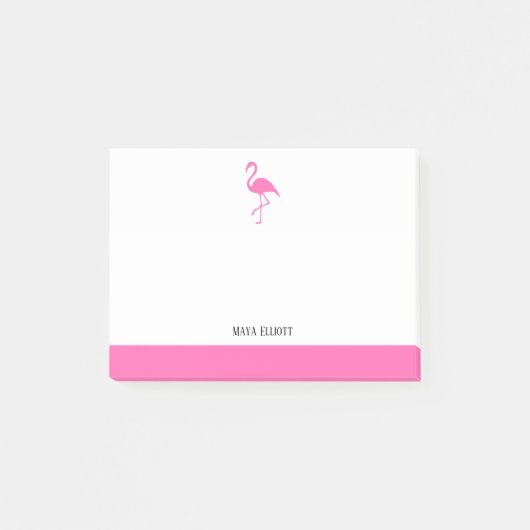 Post-it® Blanc sur Flamant rose rose vif et bordure avec no (Devant)