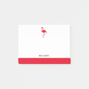 Post-it® Blanc sur Flamant rose rouge vif et bordure avec n
