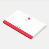 Post-it® Blanc sur Flamant rose rouge vif et bordure avec n (Incliné)