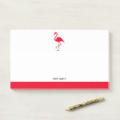 Post-it® Blanc sur Flamant rose rouge vif et bordure avec n (Sur un bureau)