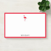 Post-it® Blanc sur Flamant rose rouge vif et bordure avec n (Bureau)