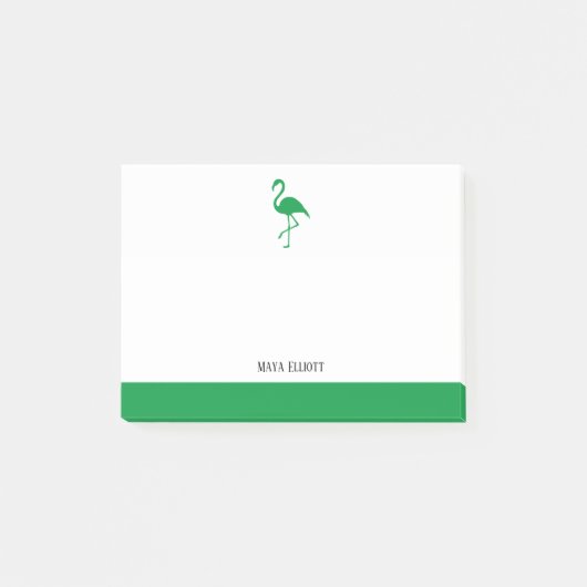 Post-it® Blanc sur Flamant rose vert clair et bordure avec (Devant)