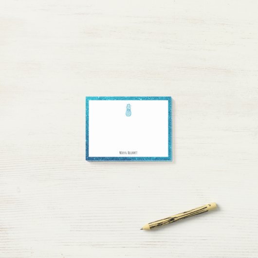 Post-it® Blanc sur la Parties scintillant Turquoise ananas (Sur un bureau)
