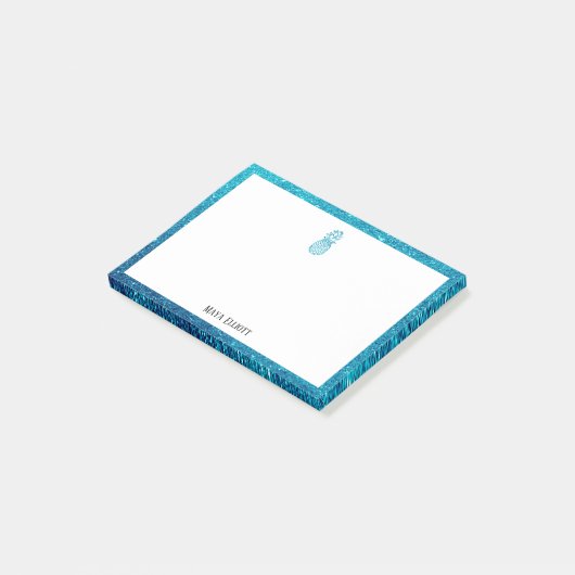 Post-it® Blanc sur la Parties scintillant Turquoise ananas (Incliné)