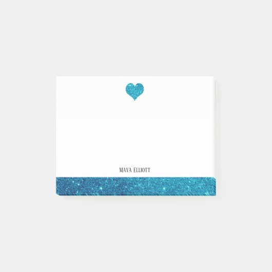 Post-it® Blanc sur la Parties scintillant Turquoise Faux Co (Devant)
