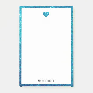 Post-it® Blanc sur la Parties scintillant Turquoise Faux Co