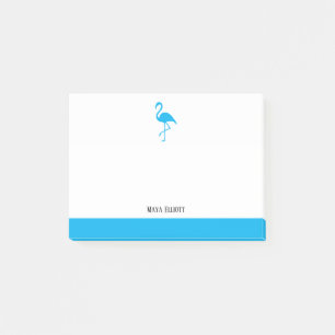 Post-it® Blanc sur le Flamant rose bleu ciel et bordure ave