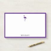 Post-it® Blanc sur le Flamant rose violet clair et la bordu (Sur un bureau)