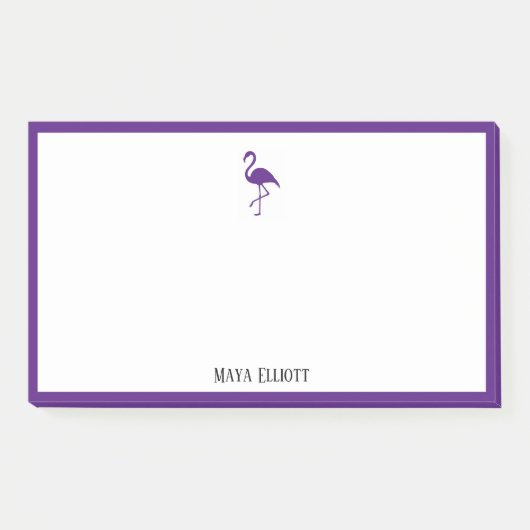 Post-it® Blanc sur le Flamant rose violet clair et la bordu (Devant)