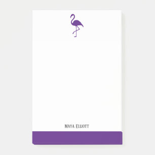 Post-it® Blanc sur le Flamant rose violet clair et la bordu
