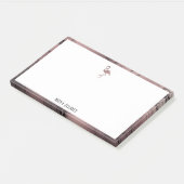 Post-it® Blanc sur marbre or Rose, Flamant rose & bordure,  (Incliné)