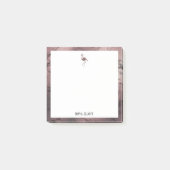 Post-it® Blanc sur marbre or Rose, Flamant rose & bordure, (Devant)