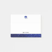Post-it® Blanc sur Parties scintillant Faux Bleu Eléphant & (Devant)