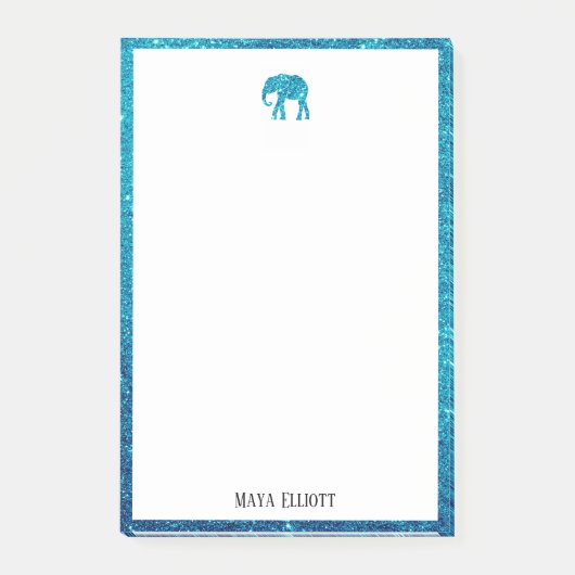 Post-it® Blanc sur Parties scintillant Turquoise Faux Eleph (Devant)