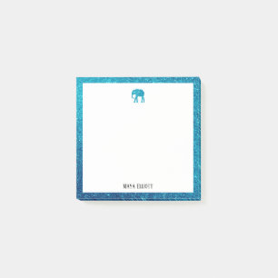 Post-it® Blanc sur Parties scintillant Turquoise Faux Eleph