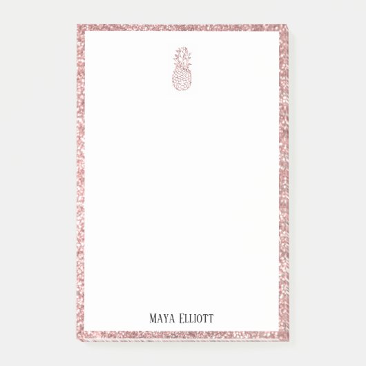 Post-it® Blanc sur Rose Gold Faux Parties scintillant Anana (Devant)