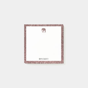 Post-it® Blanc sur Rose Gold Faux Parties scintillant Eleph