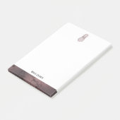 Post-it® Blanc sur Rose Gold Marble Ananas & Bordure, Nom (Incliné)