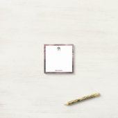 Post-it® Blanc sur Rose Marbre Or Eléphant & Bordure (Sur un bureau)