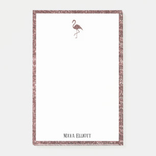 Post-it® Blanc sur Rose Parties scintillant or Flamant rose