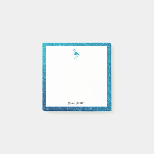 Post-it® Blanc sur Turquoise Parties scintillant Faux Flama (Devant)