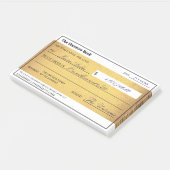Post-it® Blank Check Gold Law of Attraction Abundance (Incliné)