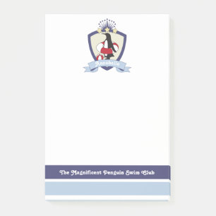 Post-it® Blason du club de natation Mignon pingouin dessin